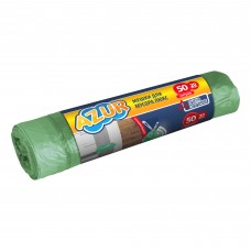 Мешки для мусора 50л/20шт с тесьмой зеленые Люкс /Azur/